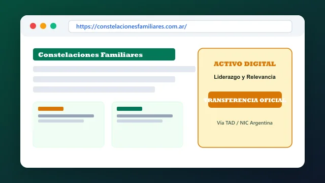 Vista del activo digital estratégico constelacionesfamiliares.com.ar y transferencia formal
